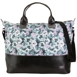 Hadaki Hamptons Tote Shadow Flowers Green/Purple Large Zippered Tote